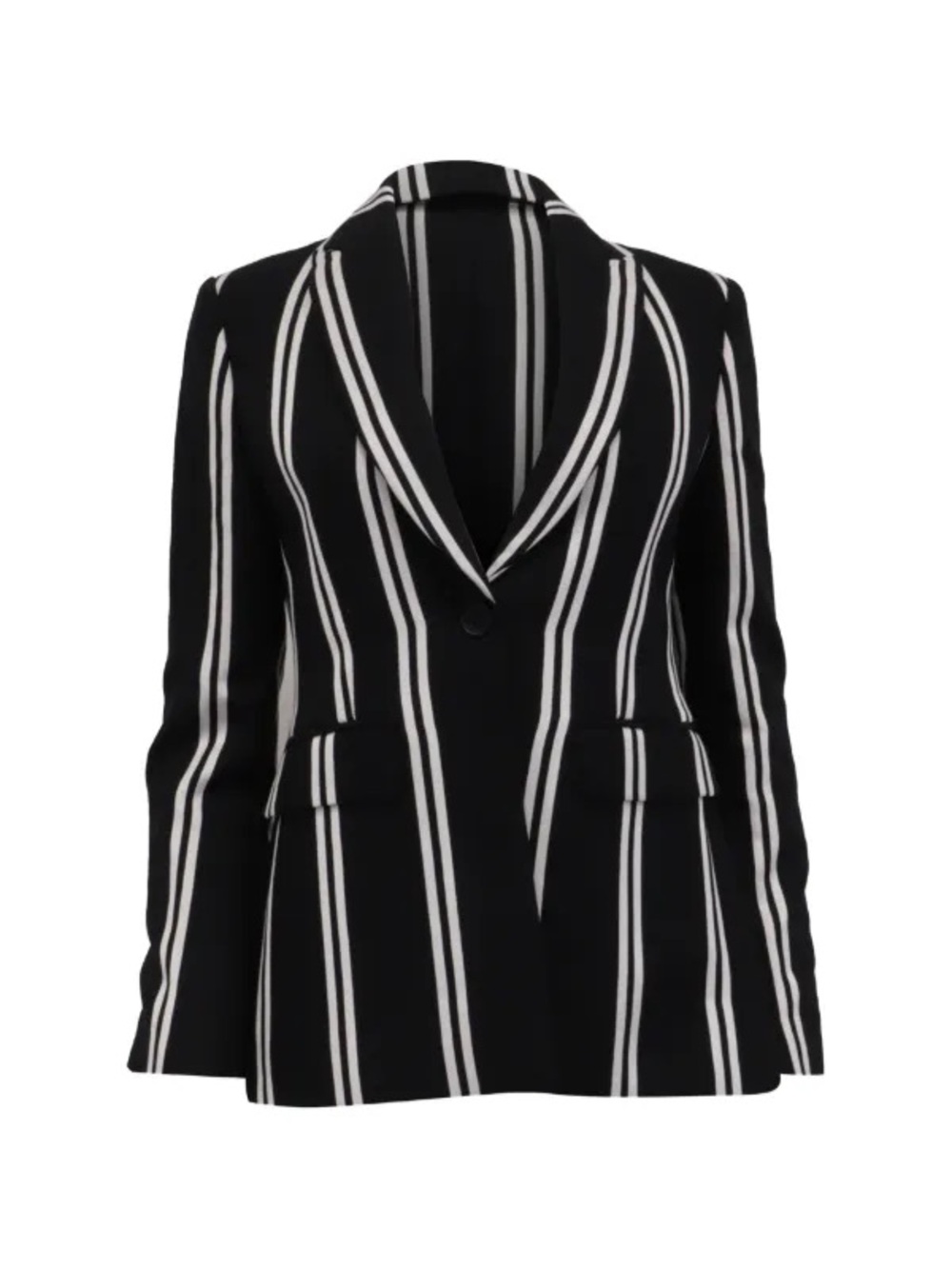 Maje Black and White Vertical-Stripe Blazer